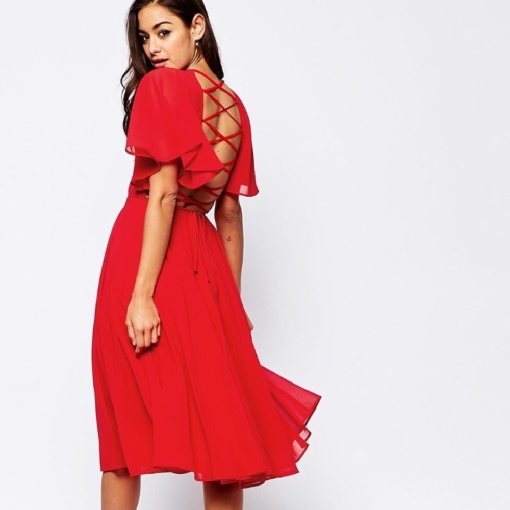 ❄️Casual Cool HP❄️ ASOS Red Midi Dress